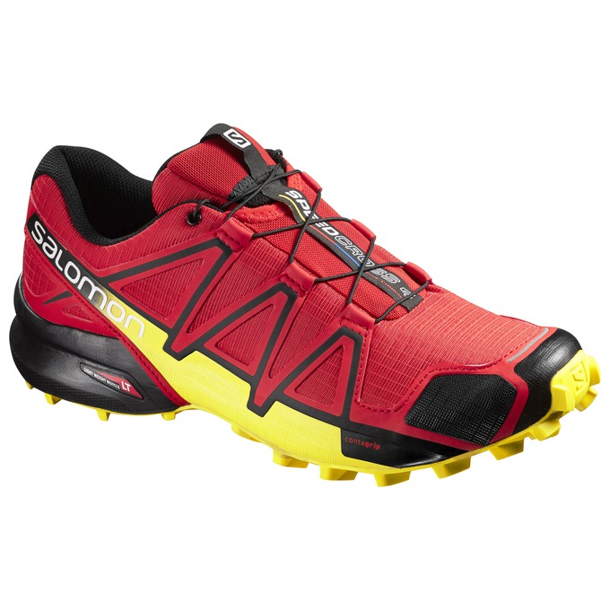 Salomon Israel SPEEDCROSS 4 - Mens Trail Running Shoes - Red/Yellow (HGCL-76815)